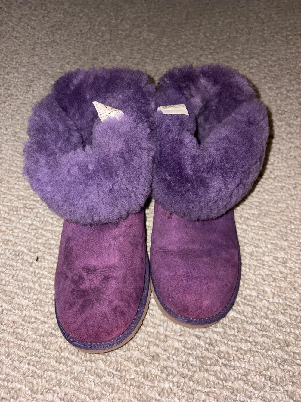 Kids Plush Purple Ugg Boots with Bow Back
